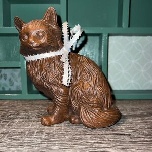 Charming Brown Cat Figurine Vintage Red Mill